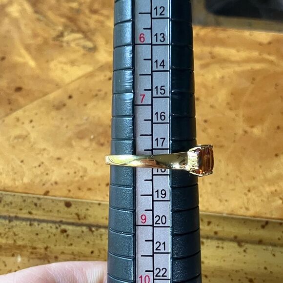 Natural Orange Garnet Sterling Silver Ring Size 8 - Picture 7 of 8